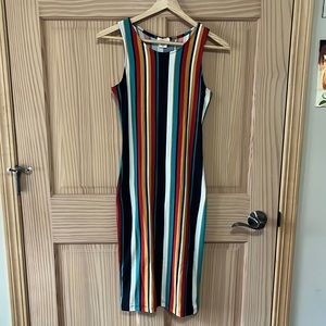 Yelete Multicolored Striped Sheath Dress Size Small